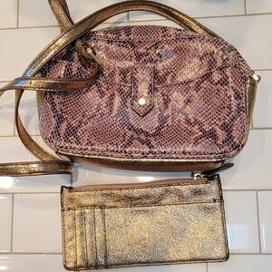 G.I.L.I. Metallic Snakeskin Crossbody & Wallet